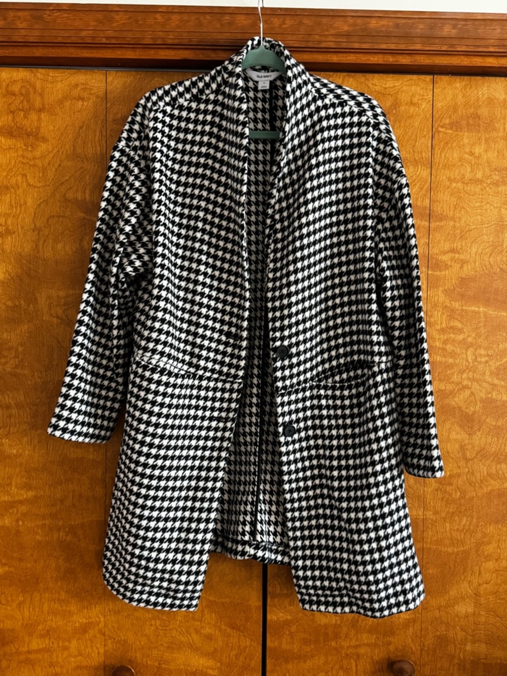 Old Navy Oversized Houndstooth Jacket NWT Medium Black White Coat